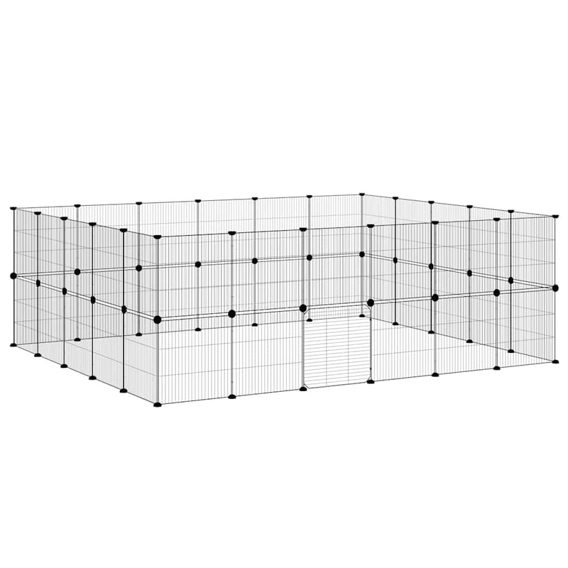 Cușcă animale de companie cu ușă 44 panouri negru 210x175x70 cm oțel