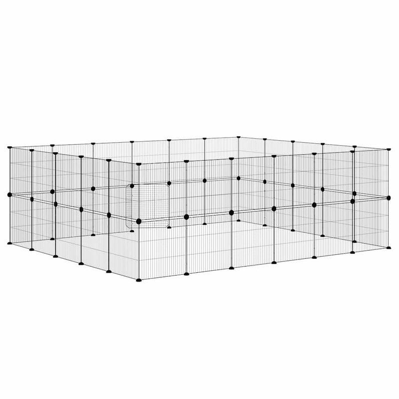 Cușcă animale de companie cu ușă 44 panouri negru 210x175x70 cm oțel