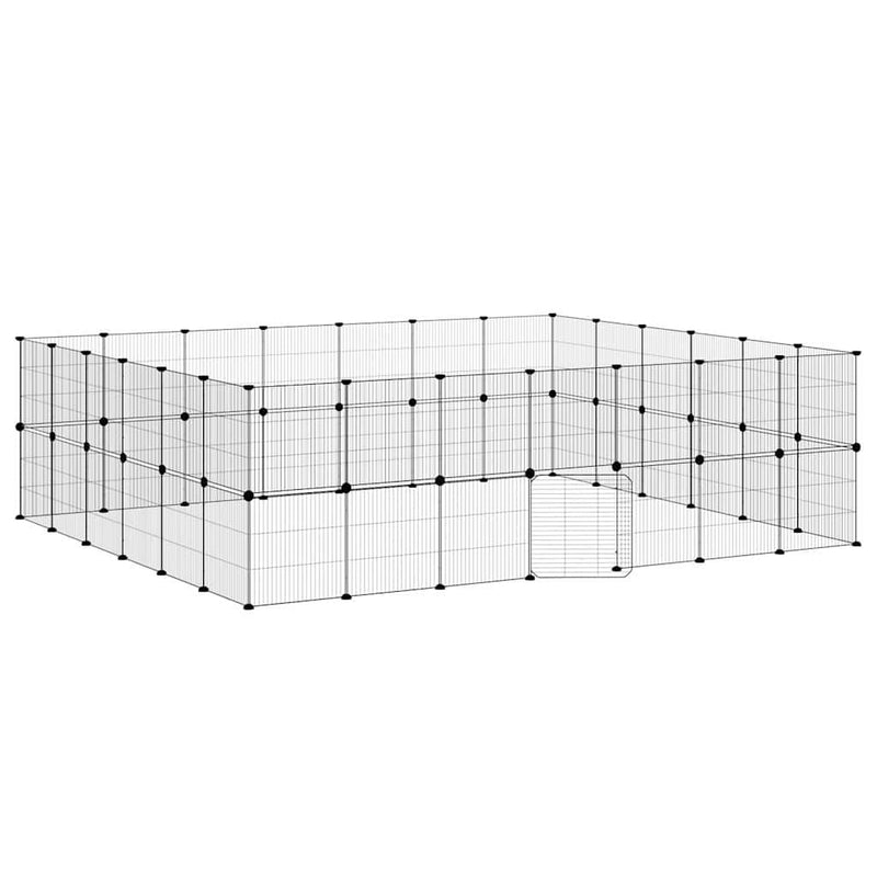 Cușcă animale de companie cu ușă 52 panouri negru 245x210x70 cm oțel