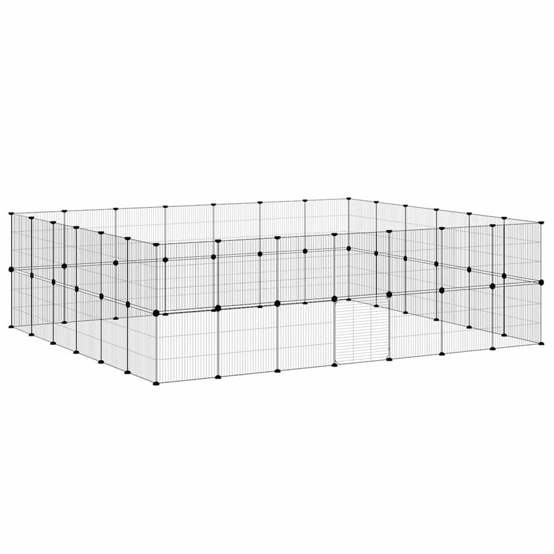 Cușcă animale de companie cu ușă 52 panouri negru 245x210x70 cm oțel
