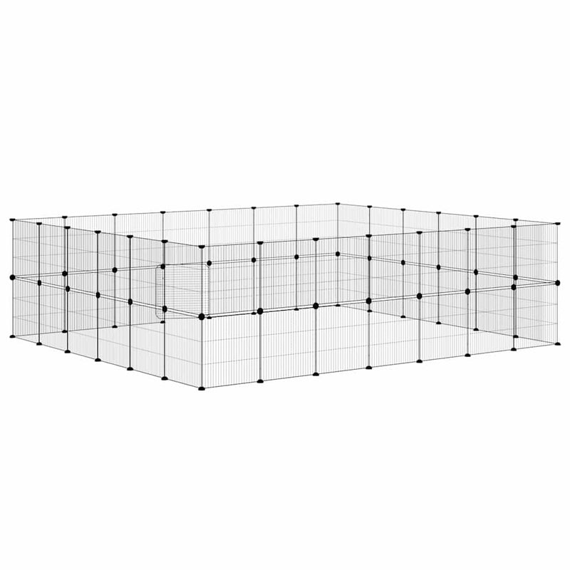 Cușcă animale de companie cu ușă 52 panouri negru 245x210x70 cm oțel