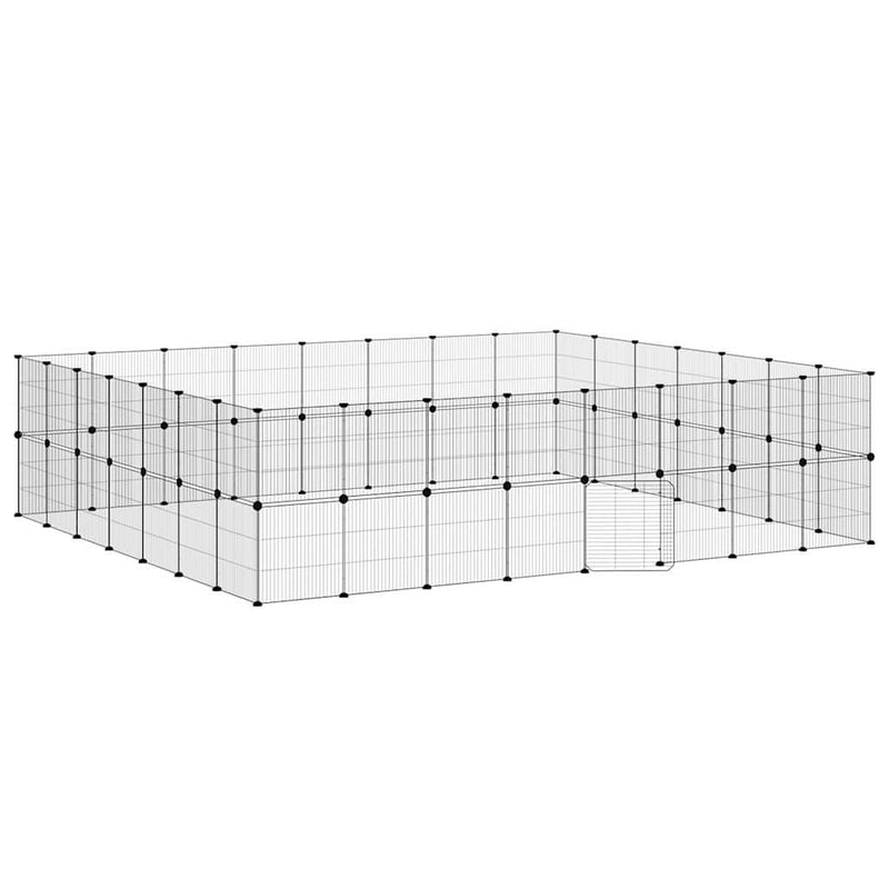 Cușcă animale de companie cu ușă 60 panouri negru 280x245x70 cm oțel