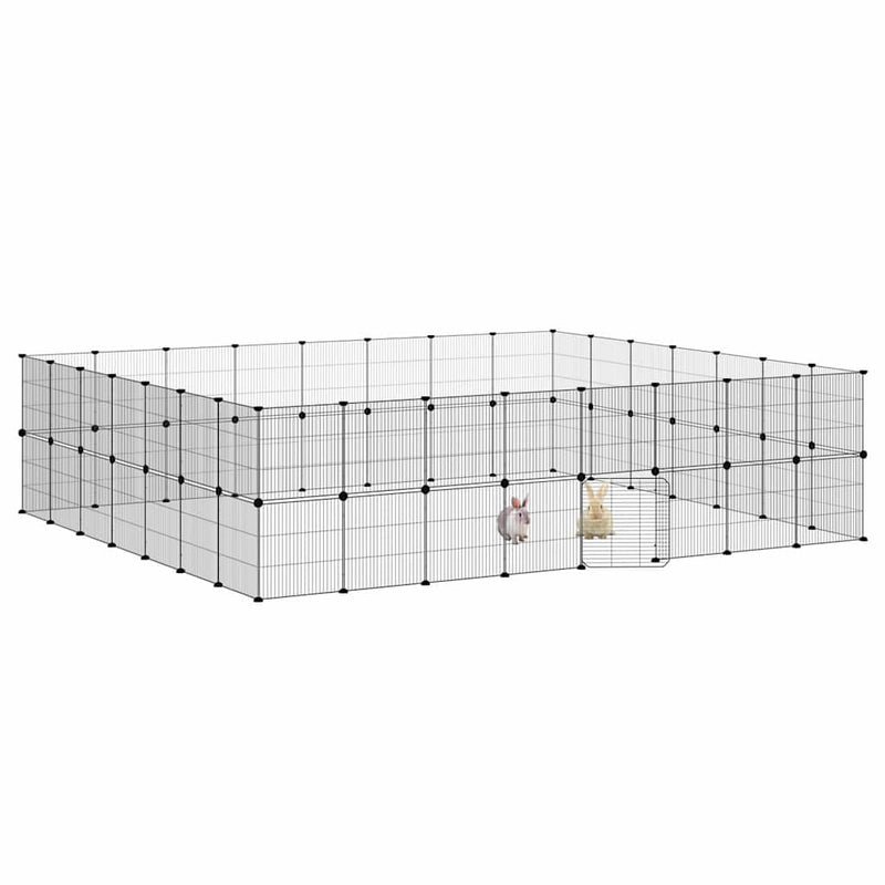 Cușcă animale de companie cu ușă 60 panouri negru 280x245x70 cm oțel