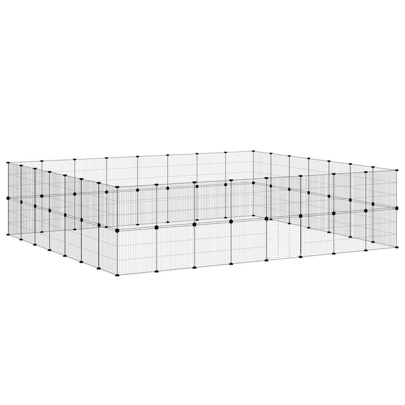 Cușcă animale de companie cu ușă 60 panouri negru 280x245x70 cm oțel