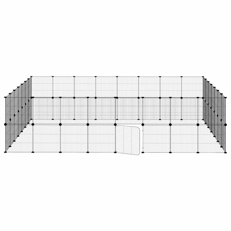 Cușcă animale de companie cu ușă 60 panouri negru 280x245x70 cm oțel