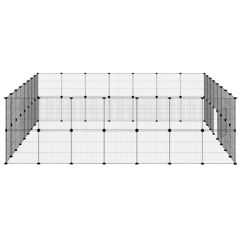 Cușcă animale de companie cu ușă 60 panouri negru 280x245x70 cm oțel