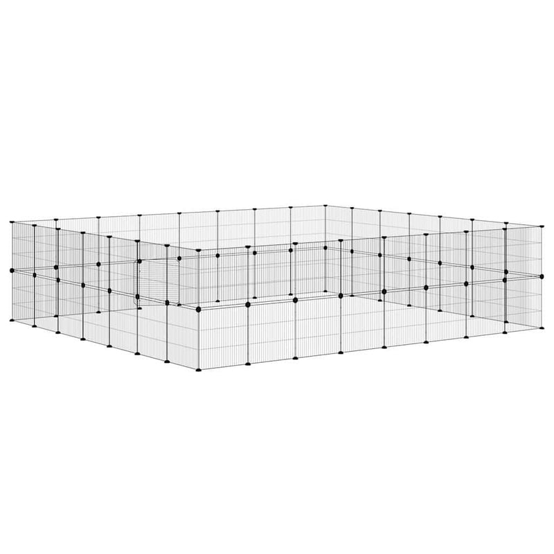 Cușcă animale de companie cu ușă 60 panouri negru 280x245x70 cm oțel