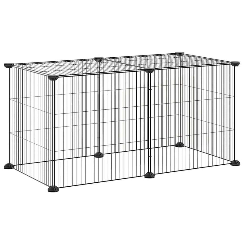 Cușcă animale de companie, 8 panouri, negru, 70x35x35 cm, oțel