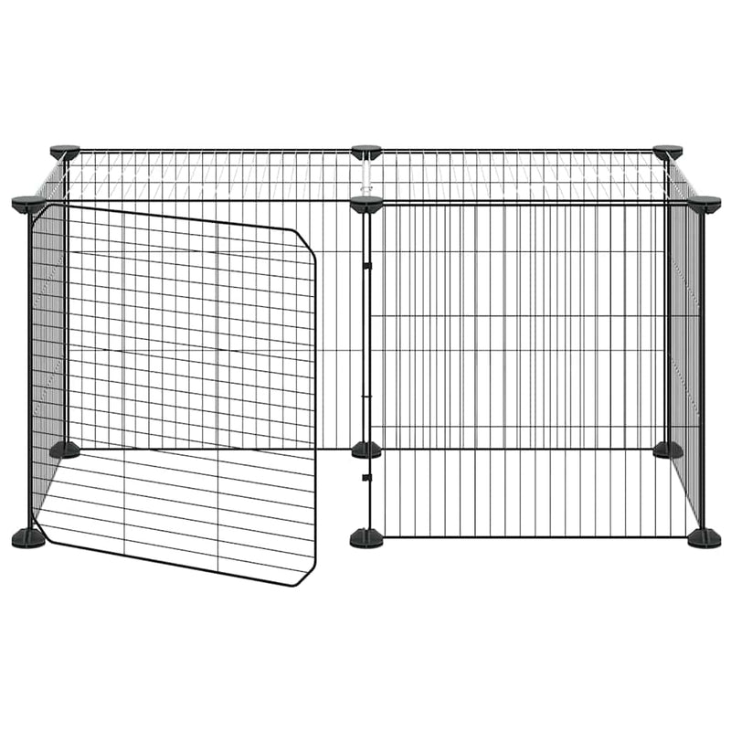 Cușcă animale de companie cu ușă, 8 panouri, negru 70x35x35cm oțel