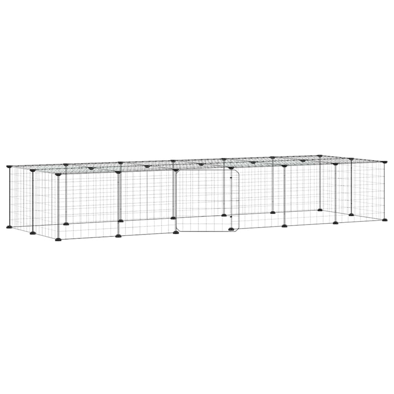 Cușcă animale de companie cu ușă 28 panouri negru 210x70x35 cm oțel