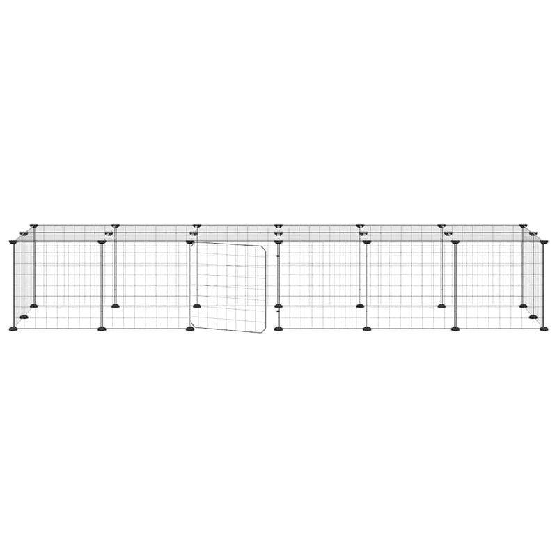 Cușcă animale de companie cu ușă 28 panouri negru 210x70x35 cm oțel