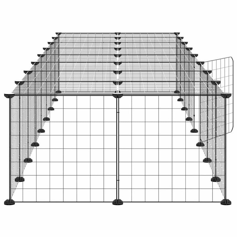 Cușcă animale de companie cu ușă 36 panouri negru 280x70x35 cm oțel