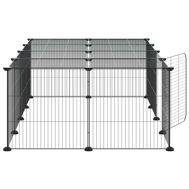 Cușcă animale de companie cu ușă 20 panouri negru 140x70x35 cm oțel