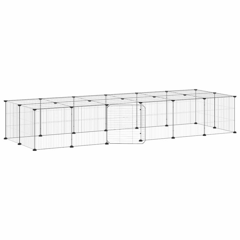 Cușcă animale de companie cu ușă 28 panouri negru 210x70x35 cm oțel