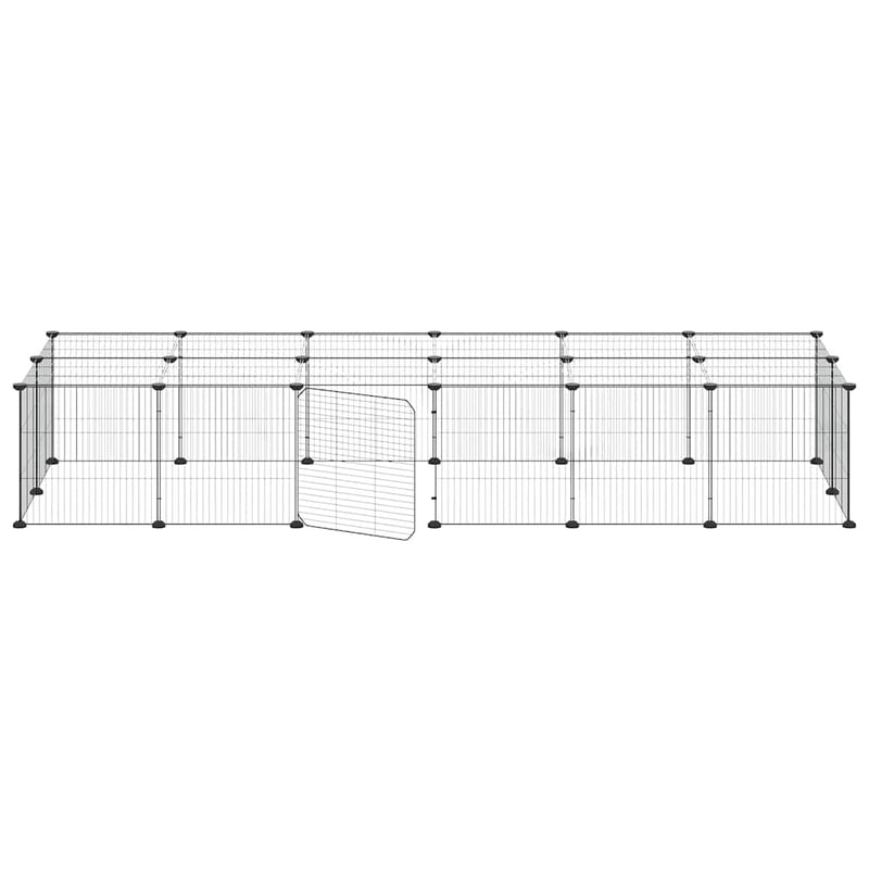 Cușcă animale de companie cu ușă 28 panouri negru 210x70x35 cm oțel