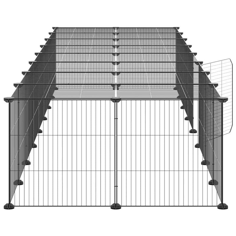 Cușcă animale de companie cu ușă 36 panouri negru 280x70x35 cm oțel