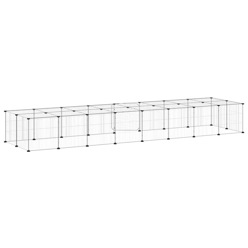 Cușcă animale de companie cu ușă 36 panouri negru 280x70x35 cm oțel
