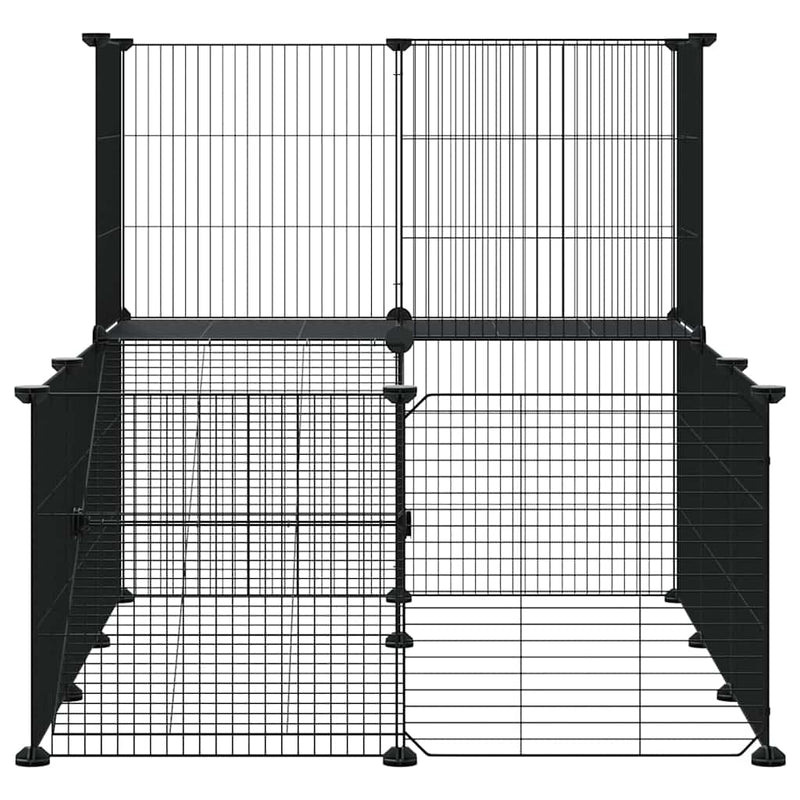 Cușcă animale de companie cu ușă 20 panouri negru 105x70x70 cm oțel