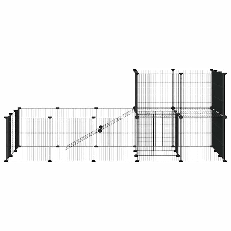 Cușcă animale de companie cu ușă 36 panouri negru 175x105x70 cm oțel