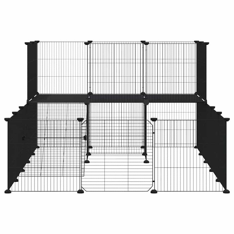 Cușcă animale de companie cu ușă 36 panouri negru 175x105x70 cm oțel