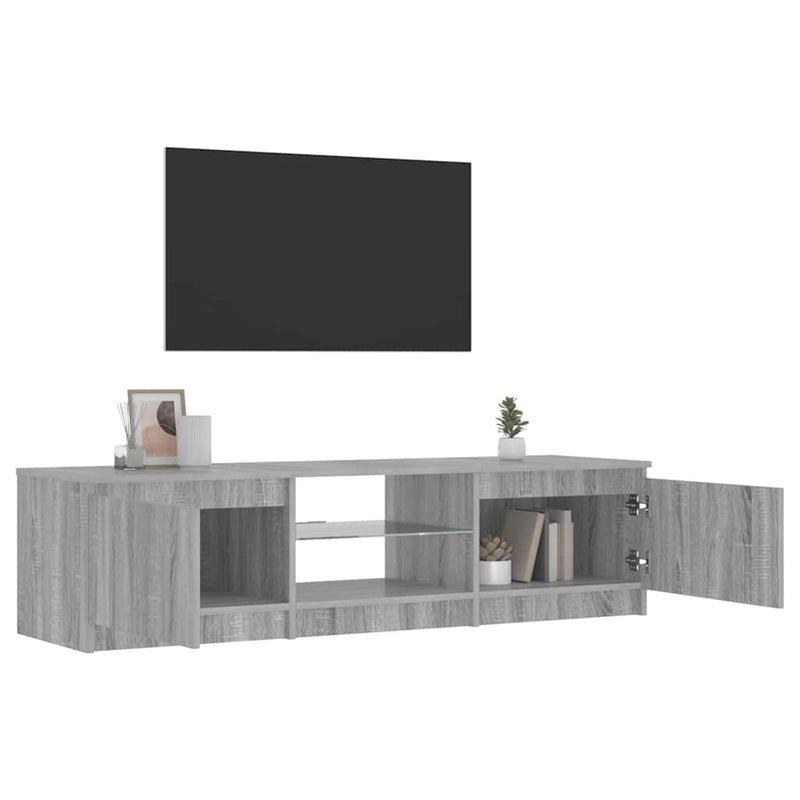 Comodă TV cu lumini LED, gri sonoma, 140x40x36 cm