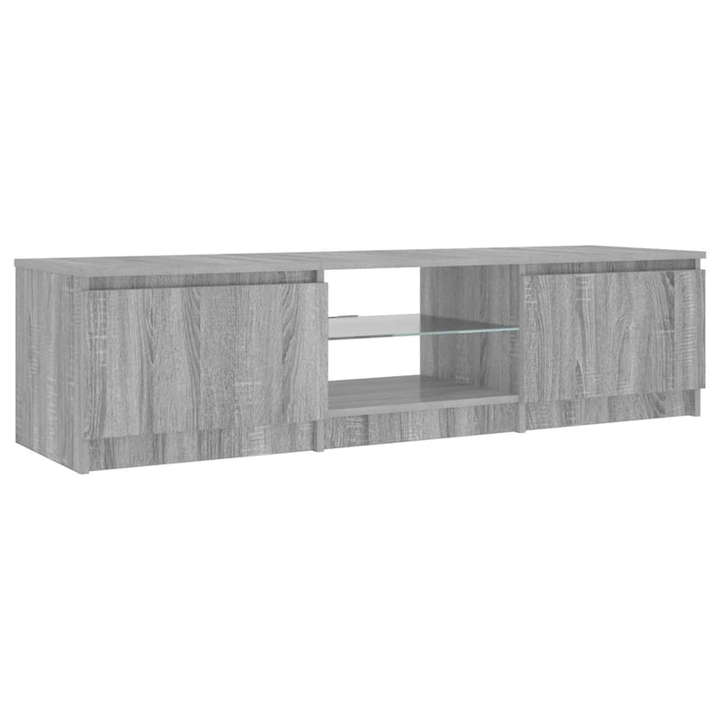Comodă TV cu lumini LED, gri sonoma, 140x40x36 cm