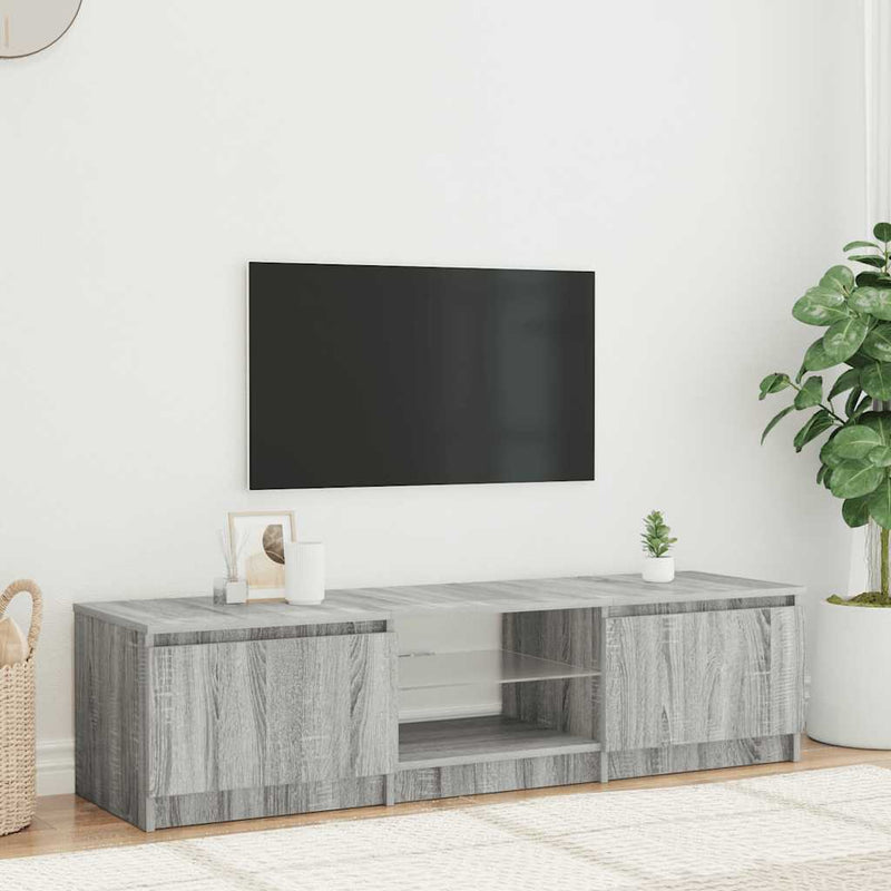 Comodă TV cu lumini LED, gri sonoma, 140x40x36 cm