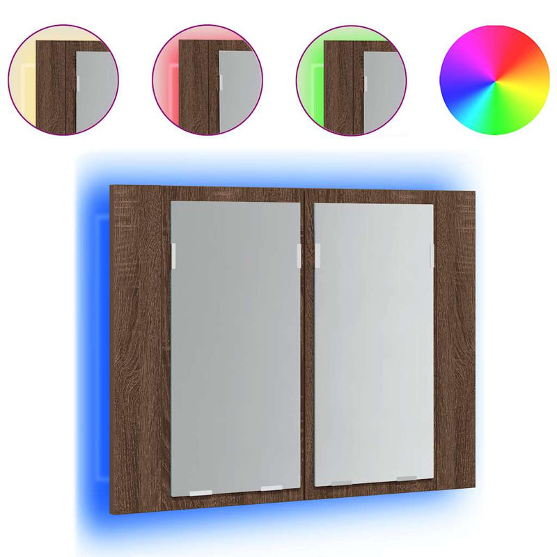 Dulap cu oglindă & LED stejar maro 60x12x45 cm lemn compozit