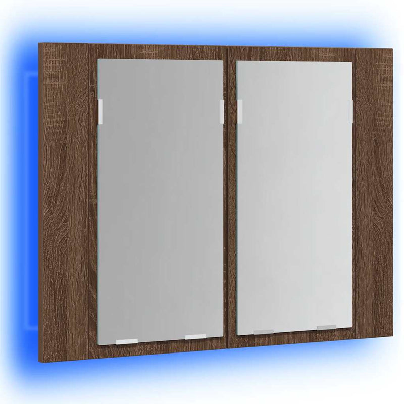 Dulap cu oglindă & LED stejar maro 60x12x45 cm lemn compozit