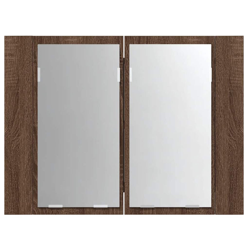 Dulap cu oglindă & LED stejar maro 60x12x45 cm lemn compozit