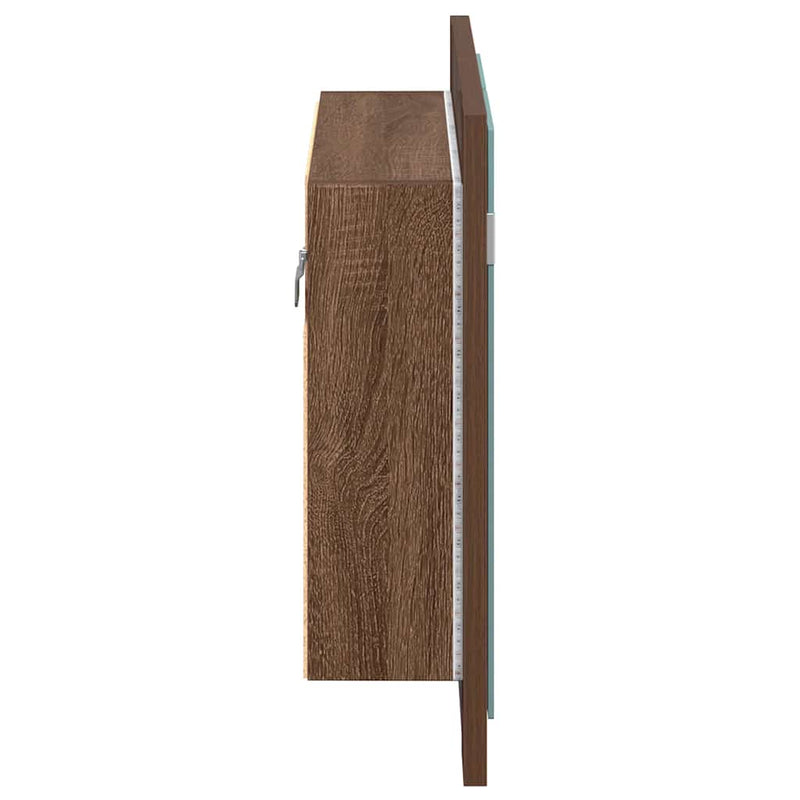 Dulap cu oglindă & LED stejar maro 60x12x45 cm lemn compozit