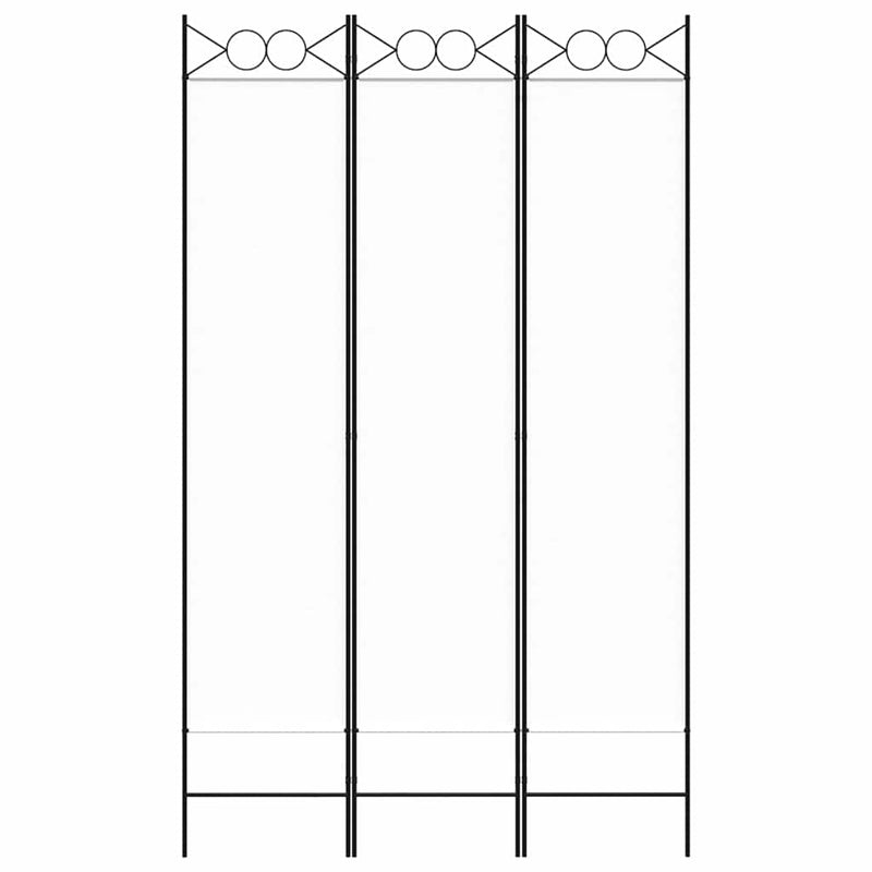 Paravan de cameră cu 3 panouri, alb, 120x200 cm, textil