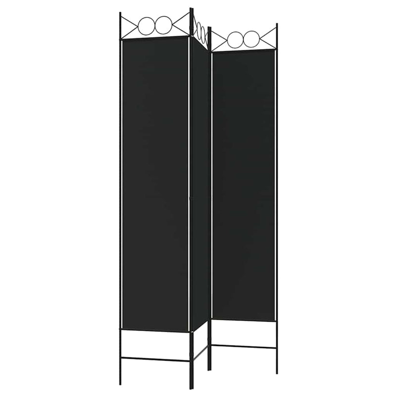 Paravan de cameră cu 3 panouri, negru, 120x200 cm, textil