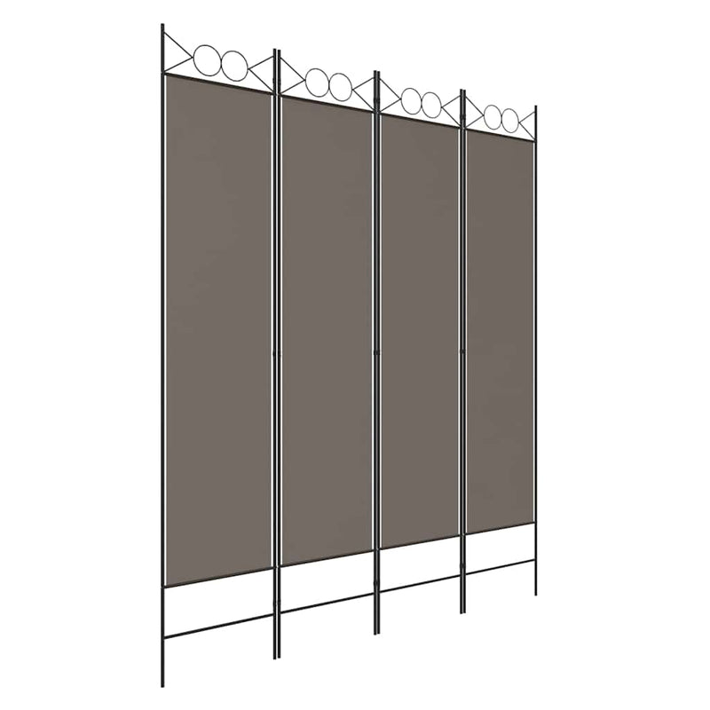 Paravan de cameră cu 4 panouri, antracit, 160x200 cm, textil