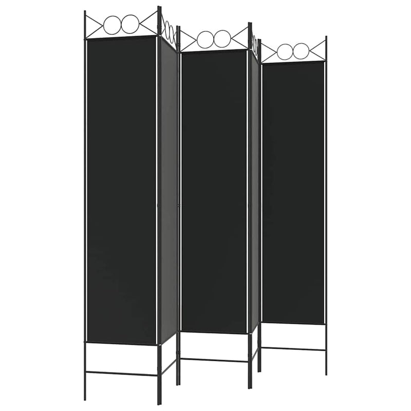Paravan de cameră cu 5 panouri, negru, 200x200 cm, textil
