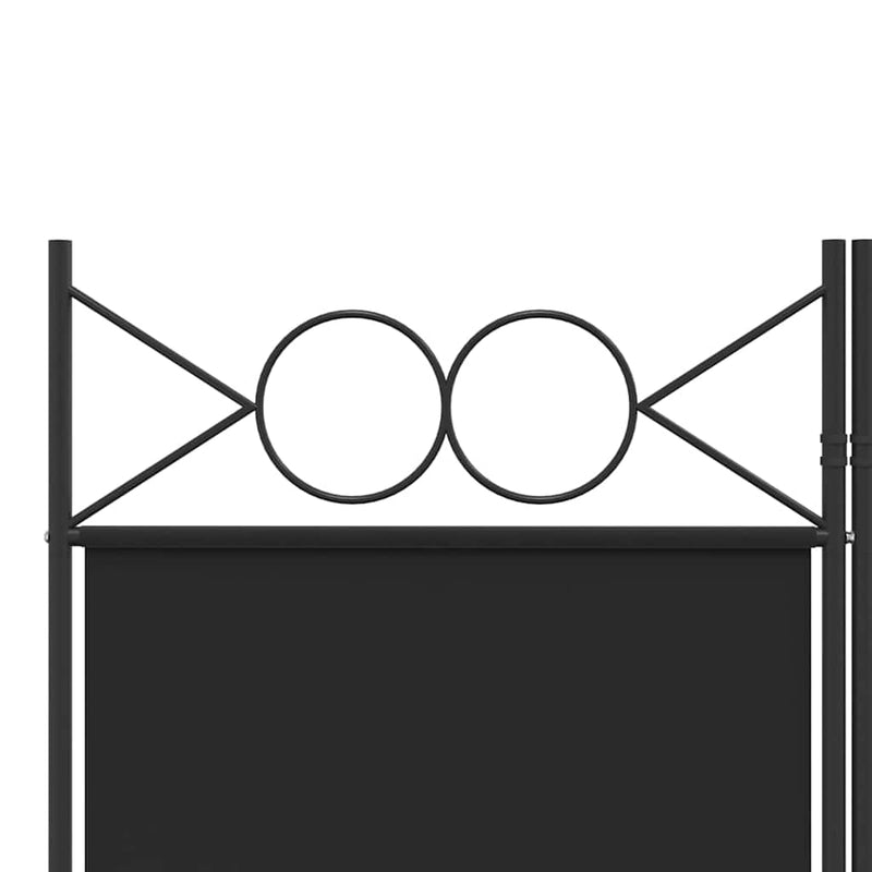Paravan de cameră cu 5 panouri, negru, 200x200 cm, textil