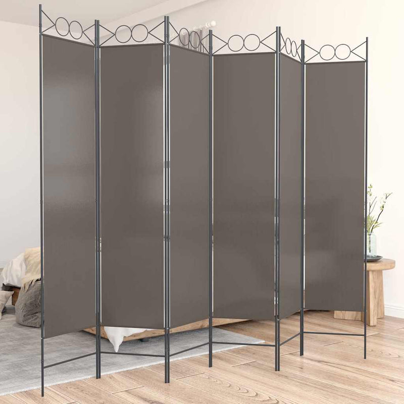 Paravan de cameră cu 6 panouri, antracit, 240x200 cm, textil