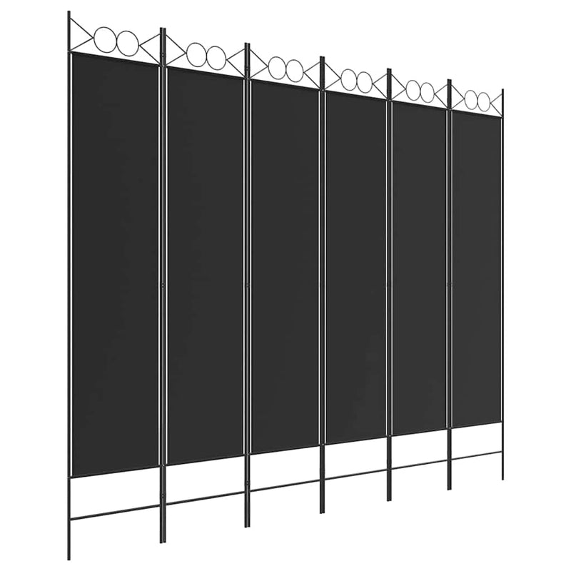 Paravan de cameră cu 6 panouri, negru, 240x200 cm, textil