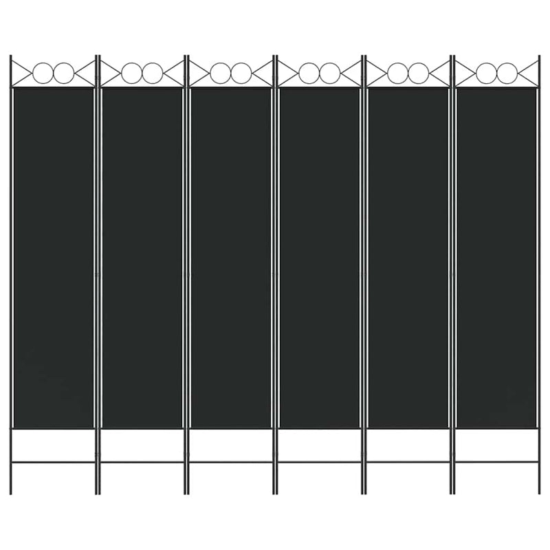 Paravan de cameră cu 6 panouri, negru, 240x200 cm, textil