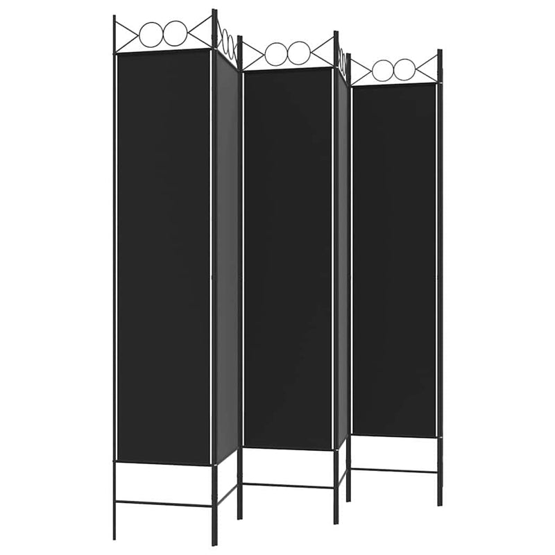 Paravan de cameră cu 6 panouri, negru, 240x200 cm, textil