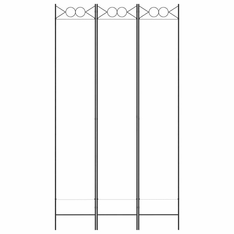 Paravan de cameră cu 3 panouri, alb, 120x220 cm, textil