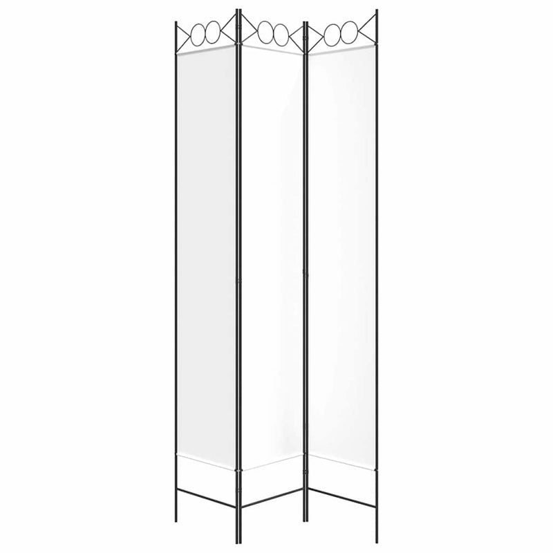 Paravan de cameră cu 3 panouri, alb, 120x220 cm, textil