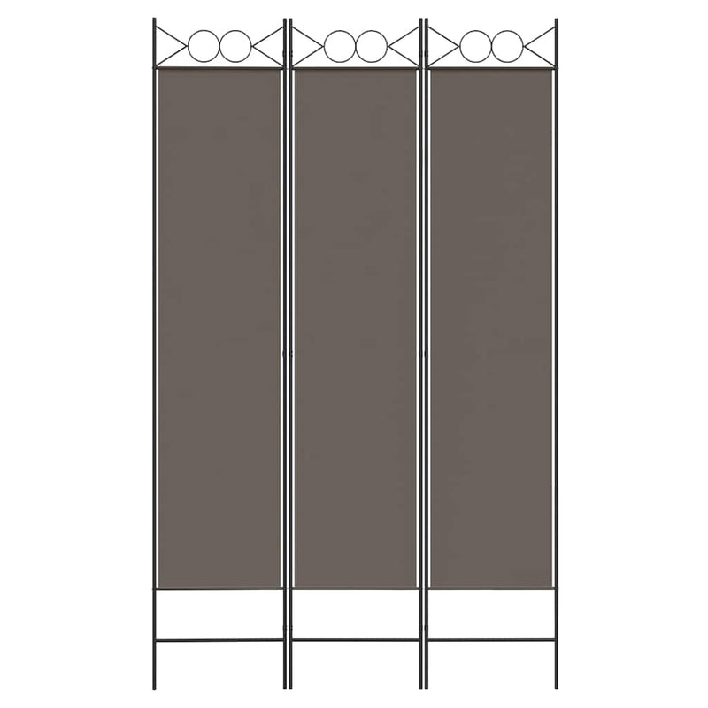 Paravan de cameră cu 3 panouri, antracit, 120x220 cm, textil