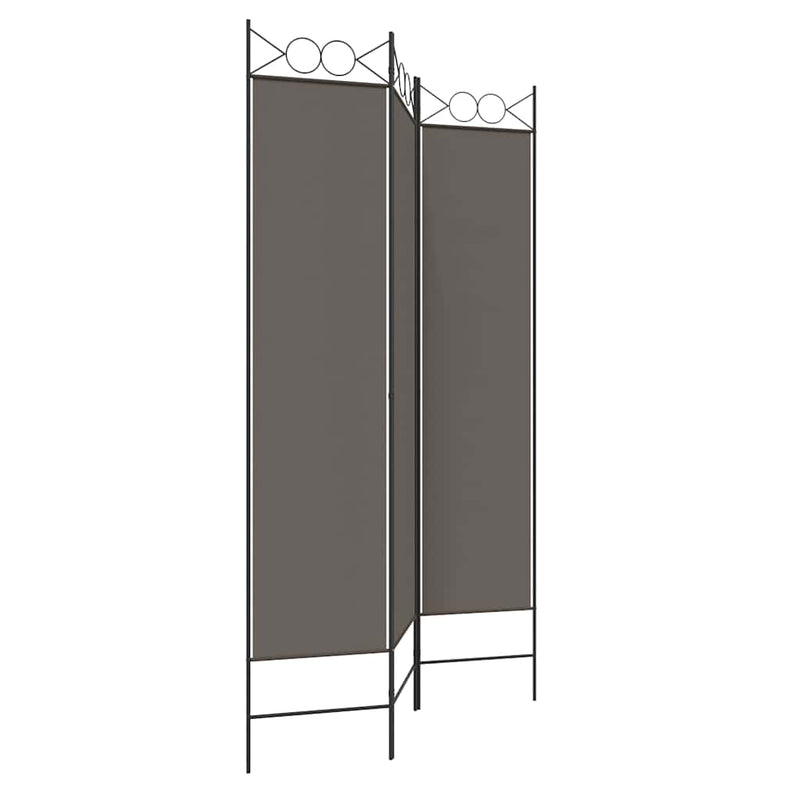 Paravan de cameră cu 3 panouri, antracit, 120x220 cm, textil