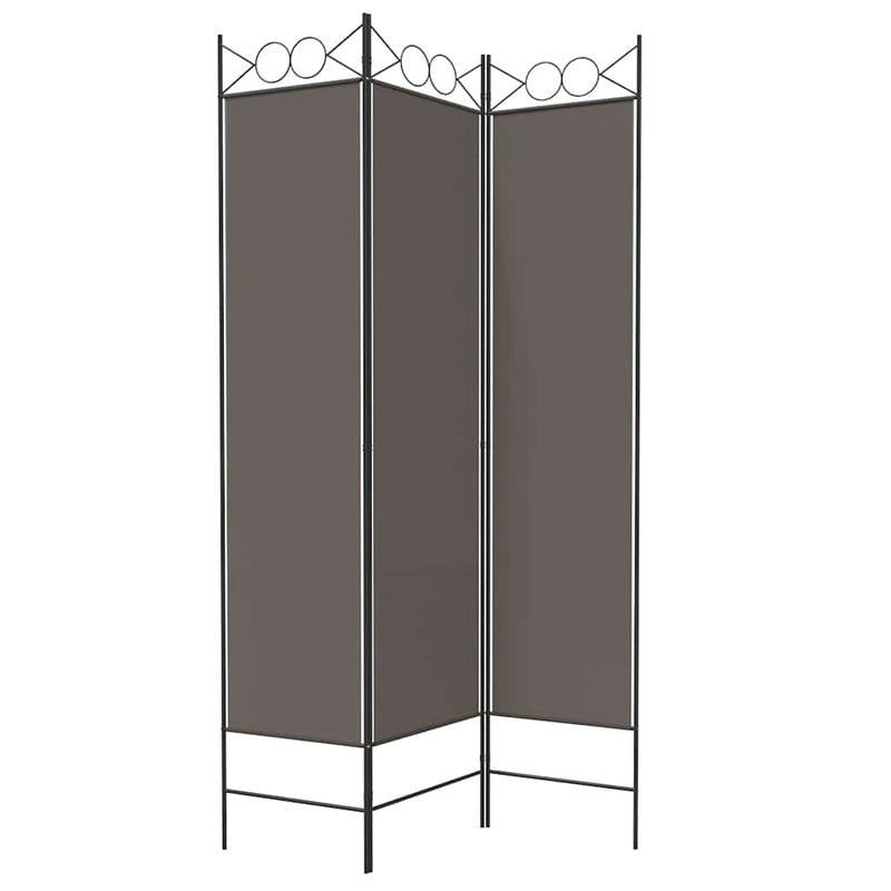 Paravan de cameră cu 3 panouri, antracit, 120x220 cm, textil