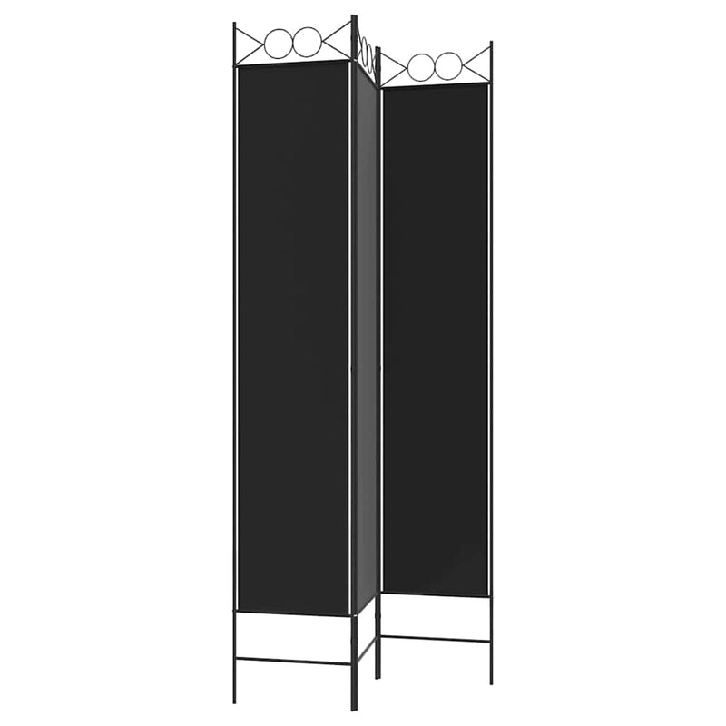 Paravan de cameră cu 3 panouri, negru, 120x220 cm, textil