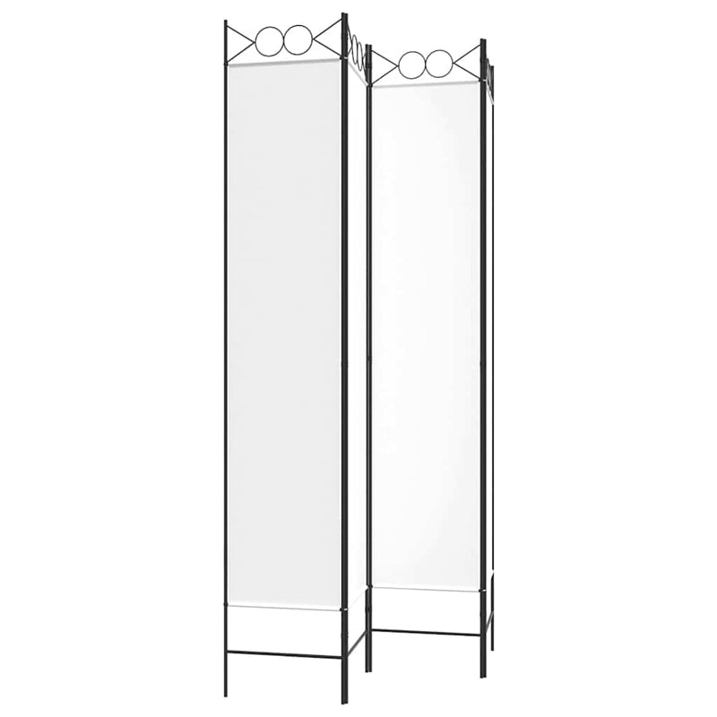 Paravan de cameră cu 4 panouri, alb, 160x220 cm, textil