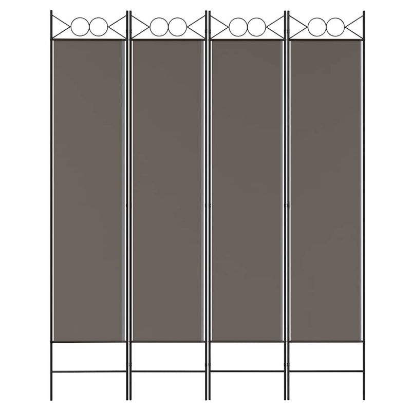 Paravan de cameră cu 4 panouri, antracit, 160x220 cm, textil