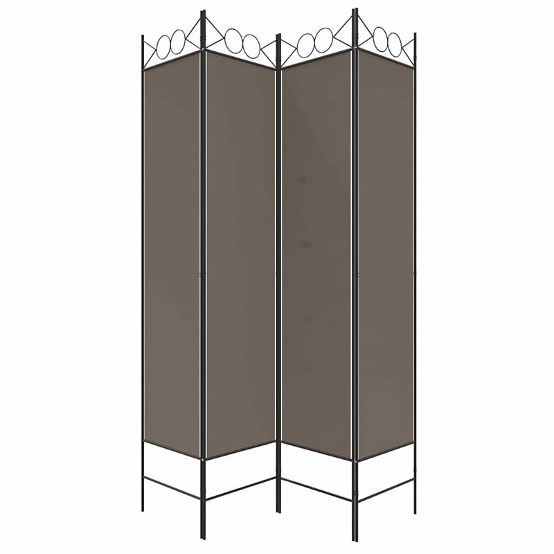 Paravan de cameră cu 4 panouri, antracit, 160x220 cm, textil