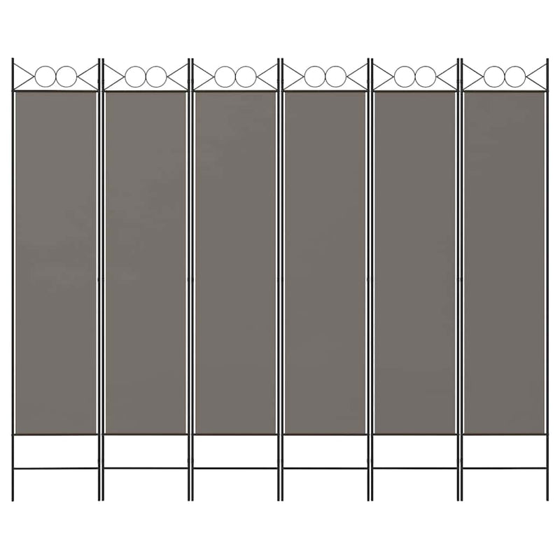 Paravan de cameră cu 6 panouri, antracit, 240x220 cm, textil